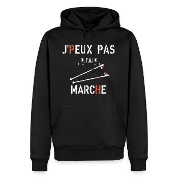 J Peux Pas J ai marche - Sweat à capuche Premium bio Homme - noir - Devant - Nico (187cm)