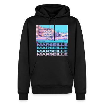 Marseille - Männer Premium Bio Hoodie - Schwarz - Vorne - Nico (187cm)