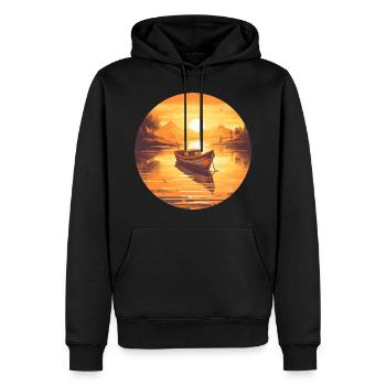 Coucher de soleil nautique - Sweat à capuche Premium bio Homme - noir - Devant - Nico (187cm)