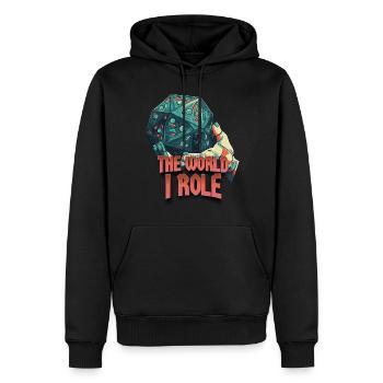 Le monde I Rôle V.3 - Sweat à capuche Premium bio Homme - noir - Devant - Nico (187cm)