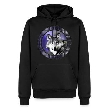 Wolf - Männer Premium Bio Hoodie - Schwarz - Vorne - Nico (187cm)