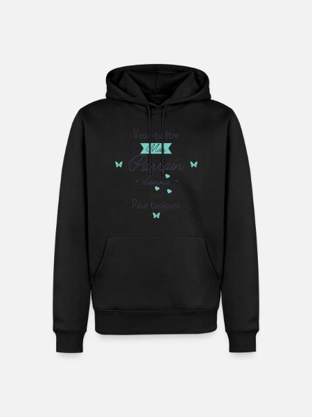 veux tu être mon parrain d'amour - Sweat à capuche Premium bio Homme - noir