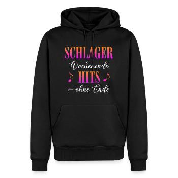 Week-end Schlager - Sweat à capuche Premium bio Homme - noir - Devant - Nico (187cm)