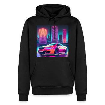 Neon Auto - Männer Premium Bio Hoodie - Schwarz - Vorne - Nico (187cm)