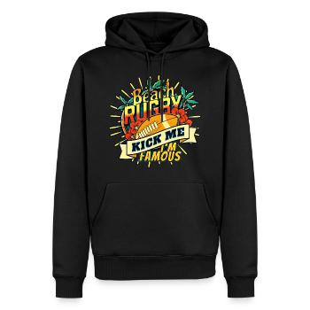 BEACH RUGBY - KICK ME - Sweat à capuche Premium bio Homme - noir - Devant - Nico (187cm)