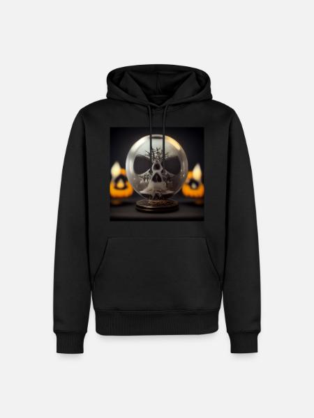Crackled skull snow globe - Men’s Premium Organic Hoodie - black