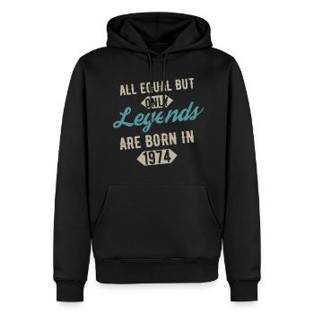 Legends are born in 1974 anniversaire - Sweat à capuche Premium bio Homme - noir - Devant - Nico (187cm)