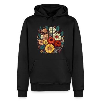 Fleurs dans le style boho retro 01 - Sweat à capuche Premium bio Homme - noir - Devant - Nico (187cm)