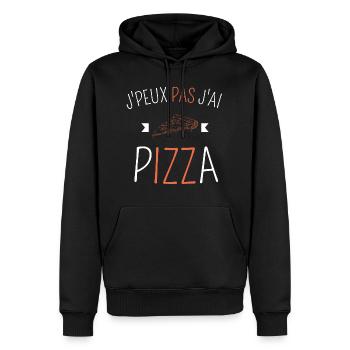 J peux pas j ai pizza - Sweat à capuche Premium bio Homme - noir - Devant - Nico (187cm)