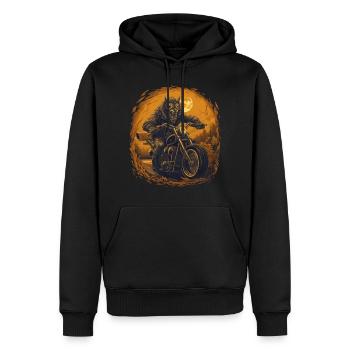 Wolf on a motorcycle Halloween - Männer Premium Bio Hoodie - Schwarz - Vorne - Nico (187cm)