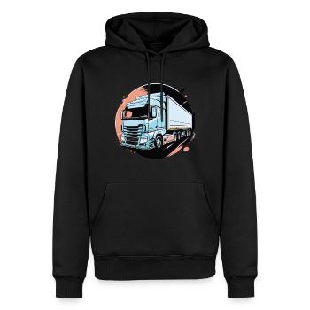 Camion Semi remorque - Sweat à capuche Premium bio Homme - noir - Devant - Nico (187cm)