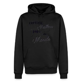 Certifié Meilleur papa du monde - Sweat à capuche Premium bio Homme - noir - Devant - Nico (187cm)
