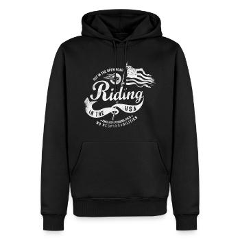 Endless Ride USA Biker T-Shirt (distressed) - Men’s Premium Organic Hoodie - black - Front - Nico (187cm)