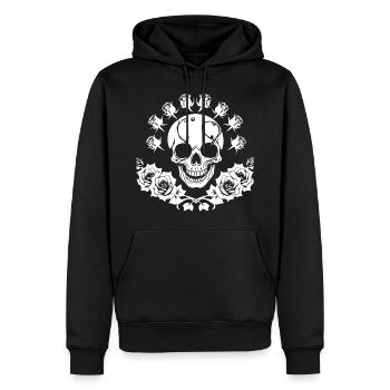 Horreur Crâne Crâne Art Crâne Gothique Heavy Metal - Sweat à capuche Premium bio Homme - noir - Devant - Nico (187cm)
