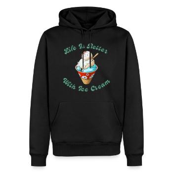 Mit Eis ist das Leben besser - Männer Premium Bio Hoodie - Schwarz - Vorne - Nico (187cm)