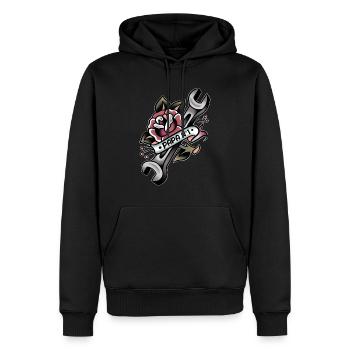 Handwerker der alten Schule Papa Nummer 1 - Männer Premium Bio Hoodie - Schwarz - Vorne - Nico (187cm)