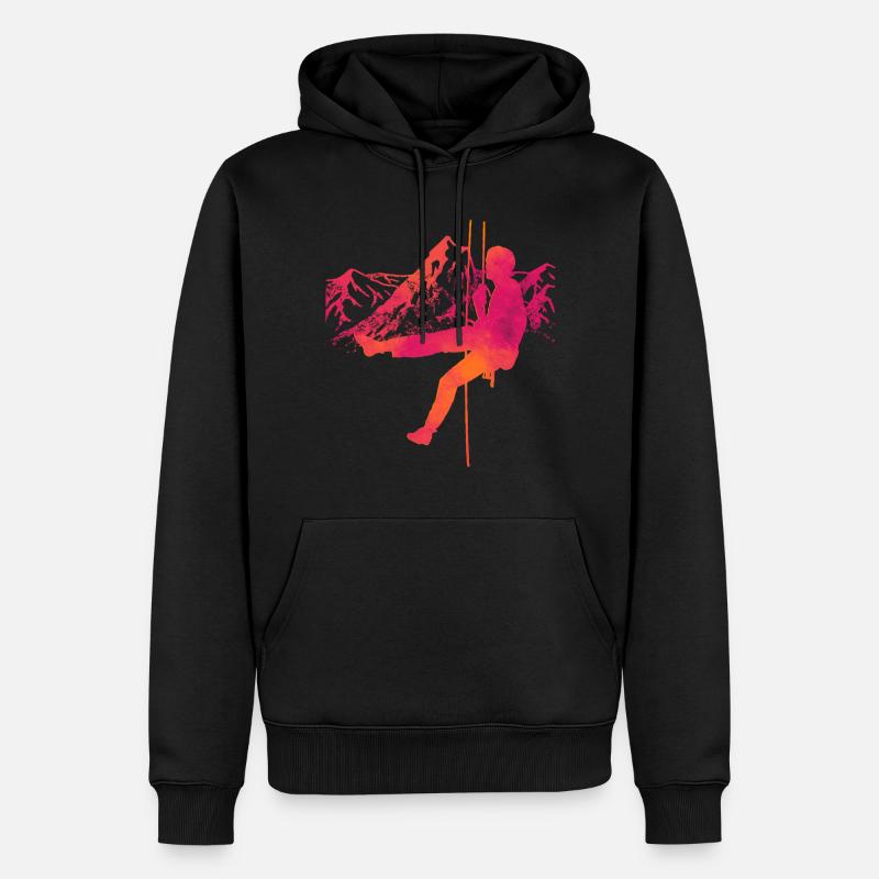 Escalade climb art grimpeuse / grimpeur - Sweat à capuche Premium bio Homme - noir