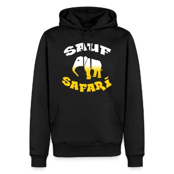 Saufsafri Mallorca Party Outfit | JGA | Mallorca - Männer Premium Bio Hoodie - Schwarz - Vorne - Nico (187cm)
