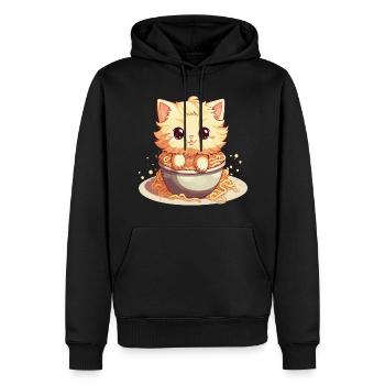 Kawai-Katze in einer Schüssel Ramen - Männer Premium Bio Hoodie - Schwarz - Vorne - Nico (187cm)