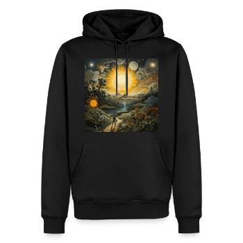 Fantasy artwork: Der Sonne entgegen - Männer Premium Bio Hoodie - Schwarz - Vorne - Nico (187cm)