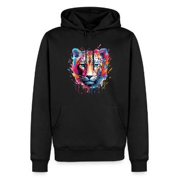 Léopard Power Animal - Sweat à capuche Premium bio Homme - noir - Devant - Nico (187cm)