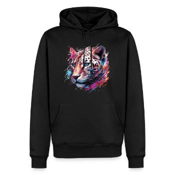 Léopard Power Animal - Sweat à capuche Premium bio Homme - noir - Devant - Nico (187cm)