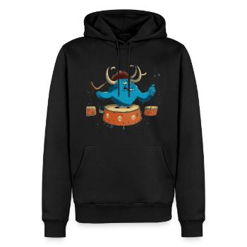 Büffel auf Trommeln - Männer Premium Bio Hoodie - Schwarz - Vorne - Nico (187cm)