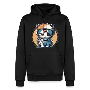 Chatstronaute mignon #10 - Sweat à capuche Premium bio Homme - noir - Devant - Nico (187cm)