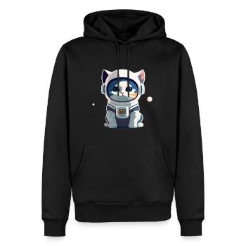 Chatstronaute mignon #4 - Sweat à capuche Premium bio Homme - noir - Devant - Nico (187cm)