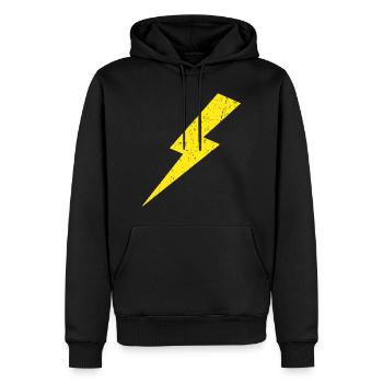 Lightning Bolt Power Gelb Retro Vintage - Männer Premium Bio Hoodie - Schwarz - Vorne - Nico (187cm)