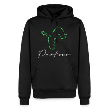 Parkour - Sweat à capuche Premium bio Homme - noir - Devant - Nico (187cm)