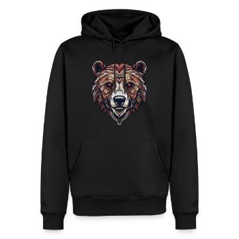Grizzly Bear Face - Compagnon révolutionnaire - Sweat à capuche Premium bio Homme - noir - Devant - Nico (187cm)