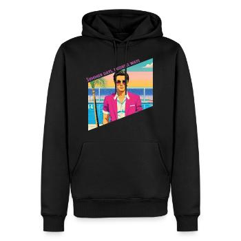 Journées d’été, façons de faire - Sweat à capuche Premium bio Homme - noir - Devant - Nico (187cm)
