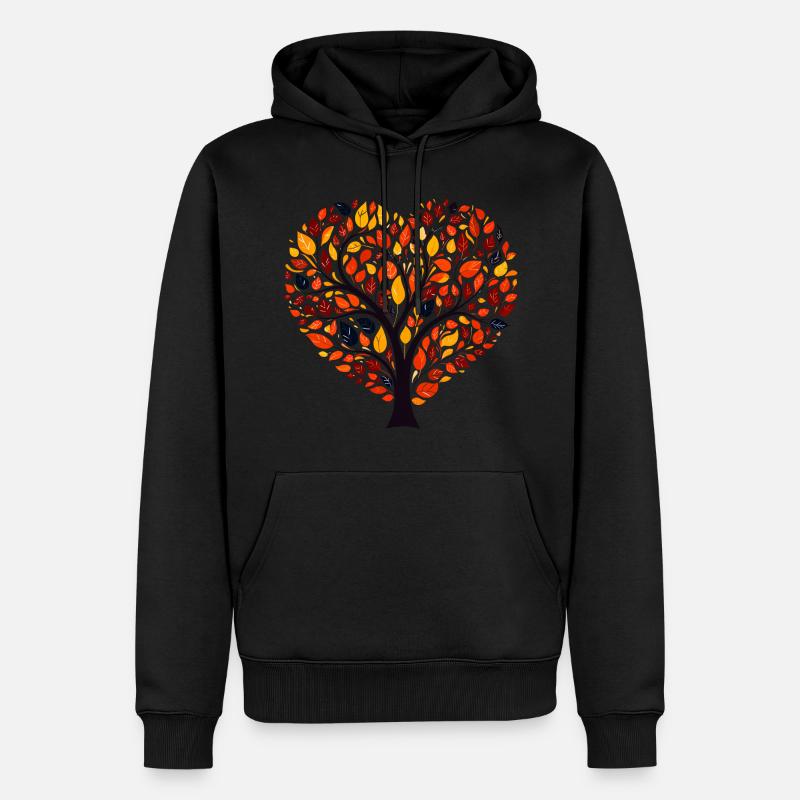 Herzbaum - Männer Premium Bio Hoodie - Schwarz