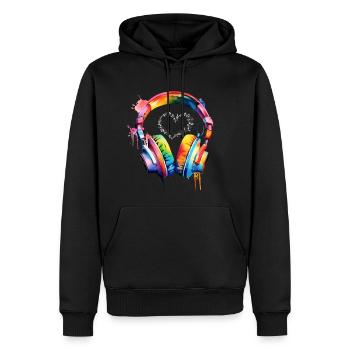 Kopfhörer Musik-Liebe - Männer Premium Bio Hoodie - Schwarz - Vorne - Nico (187cm)