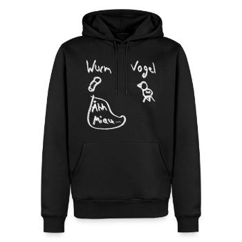 Vogel Wurm miau sketch witz skizze sprechblase - Männer Premium Bio Hoodie - Schwarz - Vorne - Nico (187cm)