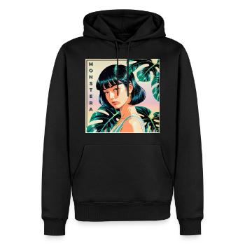 Monstera - Männer Premium Bio Hoodie - Schwarz - Vorne - Nico (187cm)