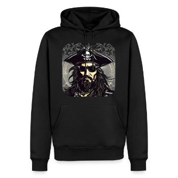 Pirate cool avec des lunettes de soleil Skull and Bones - Sweat à capuche Premium bio Homme - noir - Devant - Nico (187cm)