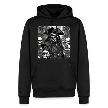 Pirate avec des crânes - Sweat à capuche Premium bio Homme - noir - Devant - Nico (187cm)