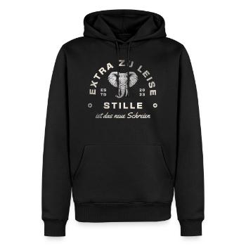 Elefant - Stille ist das neue Schreien - Männer Premium Bio Hoodie - Schwarz - Vorne - Nico (187cm)
