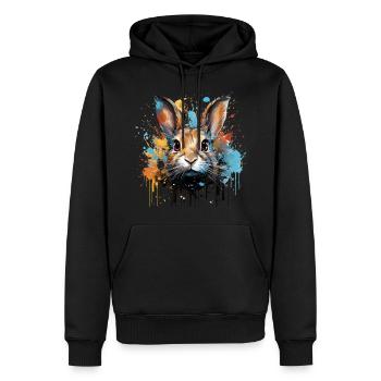 Hasen Kopf Kaninchen Farbspritzer Häschen - Männer Premium Bio Hoodie - Schwarz - Vorne - Nico (187cm)