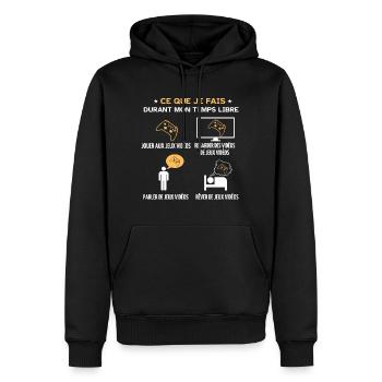 Ce que je fais durant mon temps libre console - Sweat à capuche Premium bio Homme - noir - Devant - Nico (187cm)