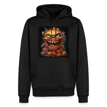 Monster Burger Restauration rapide Halloween - Sweat à capuche Premium bio Homme - noir - Devant - Nico (187cm)