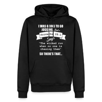 Reason not to Jog - Men’s Premium Organic Hoodie - black - Front - Nico (187cm)