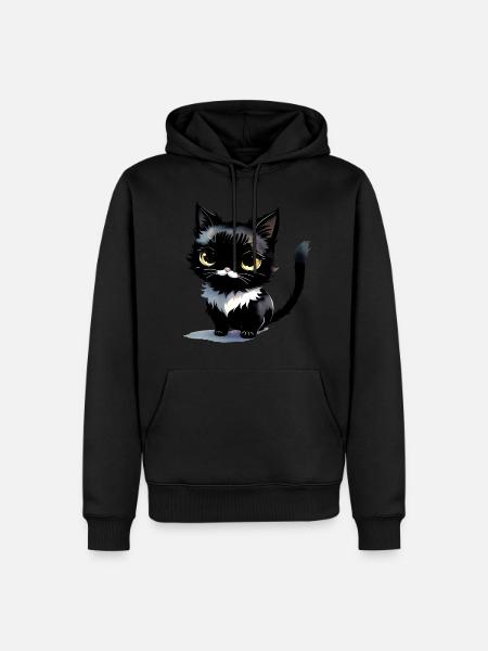Chat noir Collection Kawaii - Sweat à capuche Premium bio Homme - noir