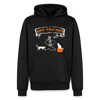Happy Meow-oween Halloween Party Katzen Design - Männer Premium Bio Hoodie - Schwarz - Vorne - Nico (187cm)