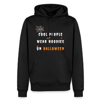 Cool people wear hoodies on Halloween - Männer Premium Bio Hoodie - Schwarz - Vorne - Nico (187cm)