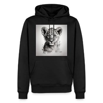 Croquis d’art du lionceau - Sweat à capuche Premium bio Homme - noir - Devant - Nico (187cm)