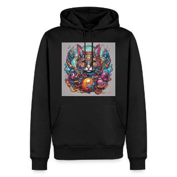 Semi biomechanical cat art - Men’s Premium Organic Hoodie - black - Front - Nico (187cm)