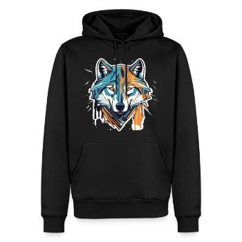 Geometric Wolf Head - Men’s Premium Organic Hoodie - black - Front - Nico (187cm)